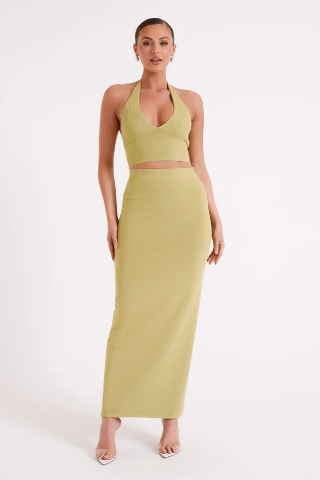 Women Meshki Tops Darby Knit Halter Top 8211 Sage
