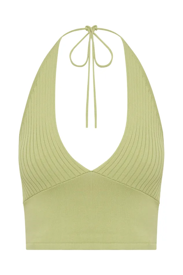 Women Meshki Tops Darby Knit Halter Top 8211 Sage