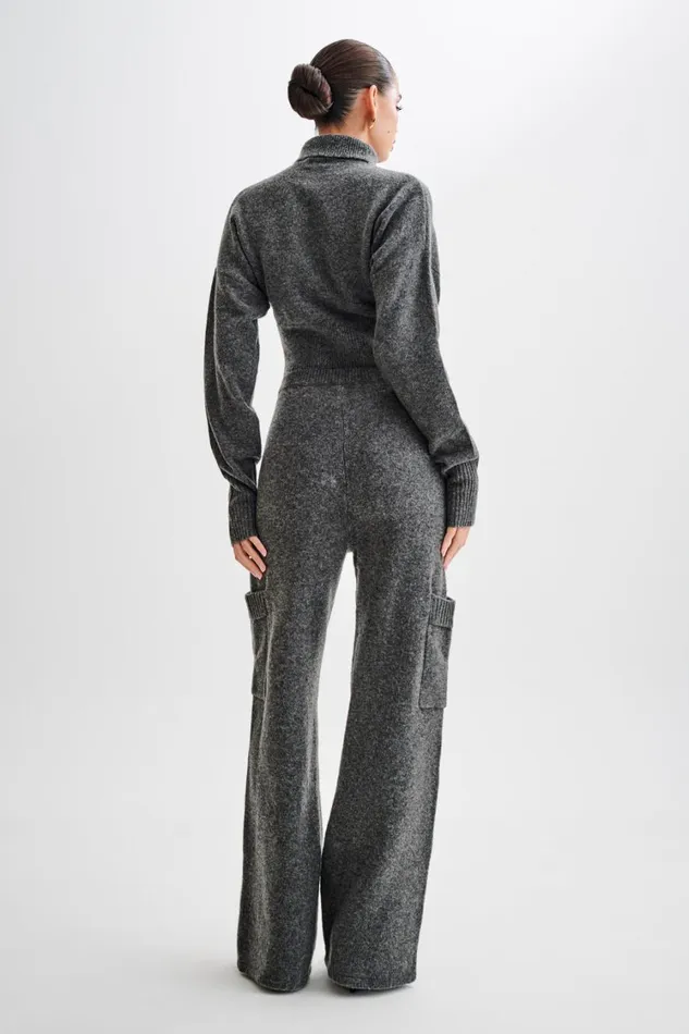 Women Meshki Tops Darius Turtleneck Knit Crop Top 8211 Charcoal Marle