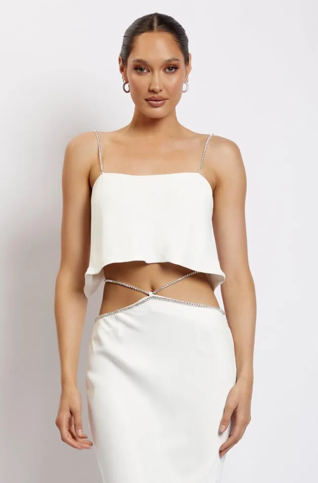 Women Meshki Tops Dayana Straight Cut Crop Top 8211 White