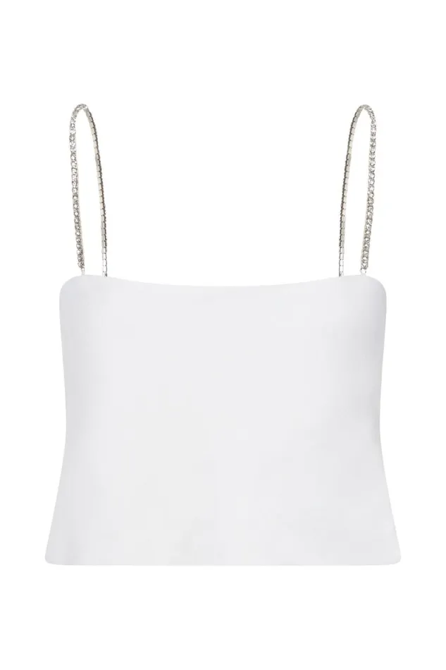 Women Meshki Tops Dayana Straight Cut Crop Top 8211 White Women Meshki Tops Dayana Straight Cut Crop Top 8211 White