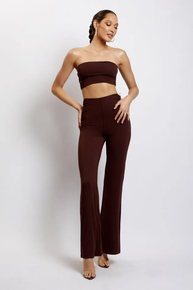 Women Meshki Tops Eleanor Tie Up Side Bandeau 8211 Chocolate Women Meshki Tops Eleanor Tie Up Side Bandeau 8211 Chocolate
