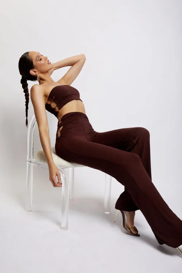 Women Meshki Tops Eleanor Tie Up Side Bandeau 8211 Chocolate Women Meshki Tops Eleanor Tie Up Side Bandeau 8211 Chocolate