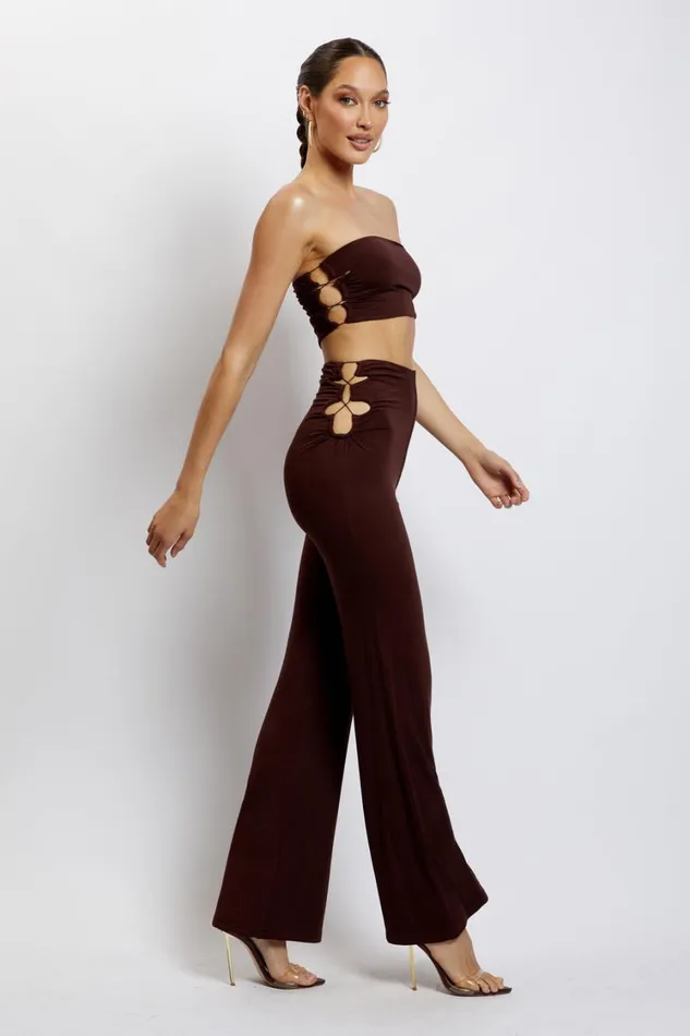 Women Meshki Tops Eleanor Tie Up Side Bandeau 8211 Chocolate Women Meshki Tops Eleanor Tie Up Side Bandeau 8211 Chocolate