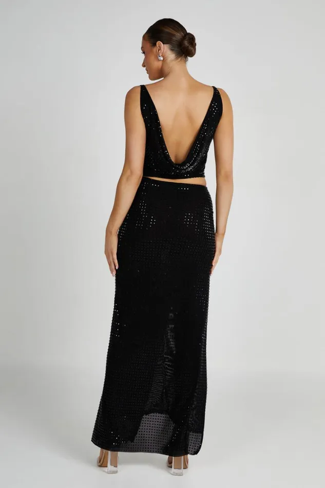 Women Meshki Tops Ellery Square Diamante Cowl Top 8211 Black