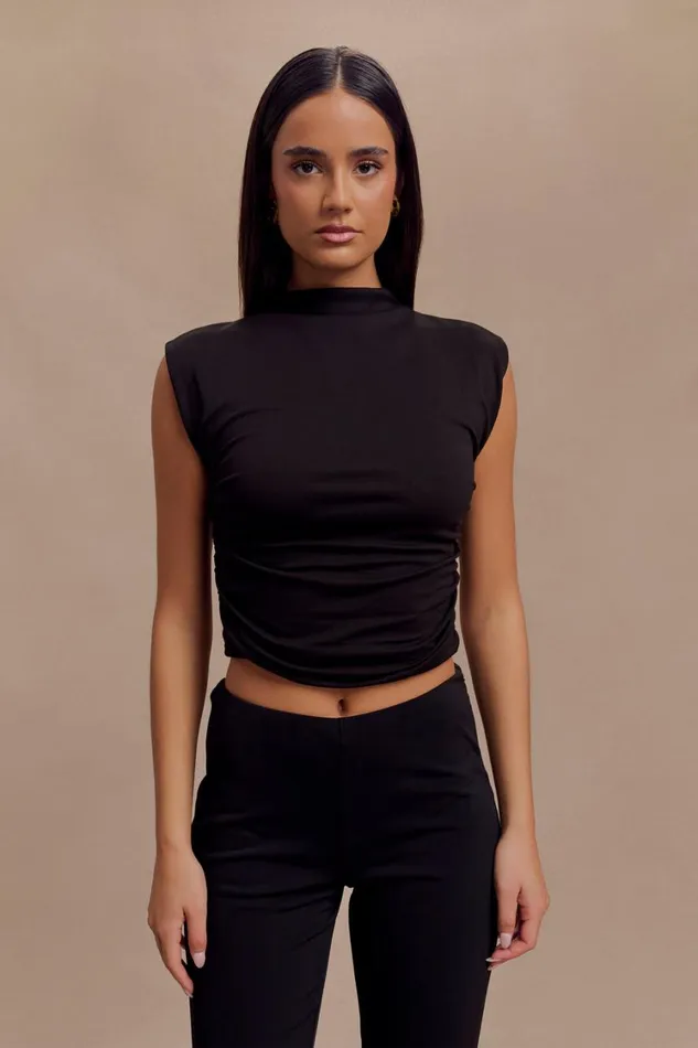 Women Meshki Tops Ellia High Neck Sleeveless Top 8211 Black