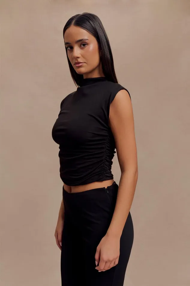 Women Meshki Tops Ellia High Neck Sleeveless Top 8211 Black