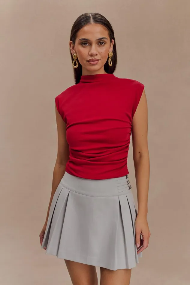 Women Meshki Tops Ellia High Neck Sleeveless Top 8211 Red