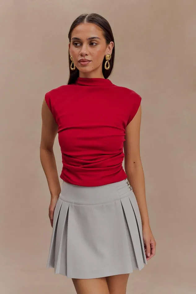 Women Meshki Tops Ellia High Neck Sleeveless Top 8211 Red