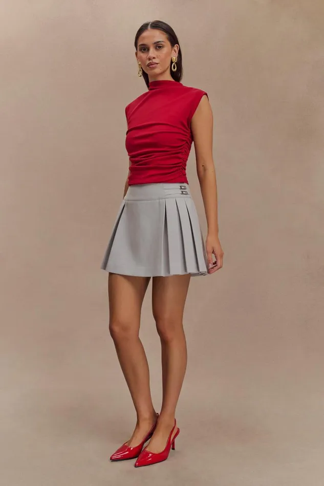 Women Meshki Tops Ellia High Neck Sleeveless Top 8211 Red