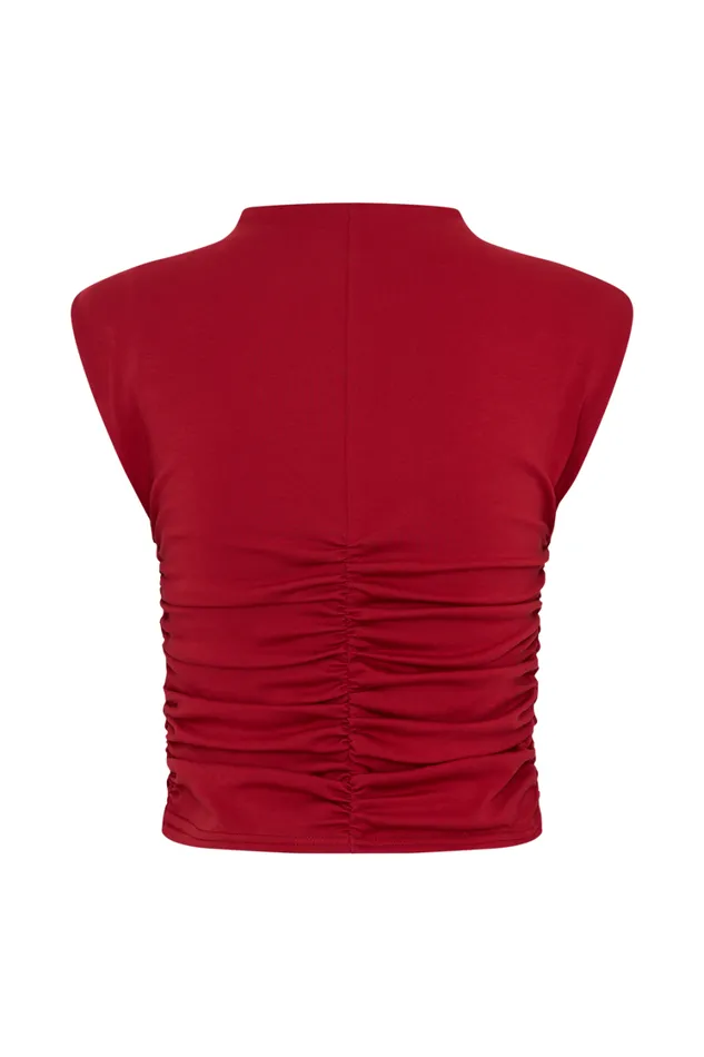 Women Meshki Tops Ellia High Neck Sleeveless Top 8211 Red