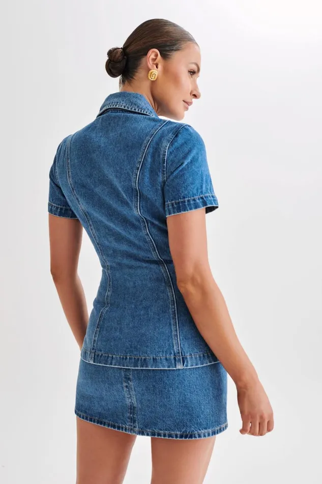 Women Meshki Tops Ellie Denim Short Sleeve Top 8211 70039s Blue