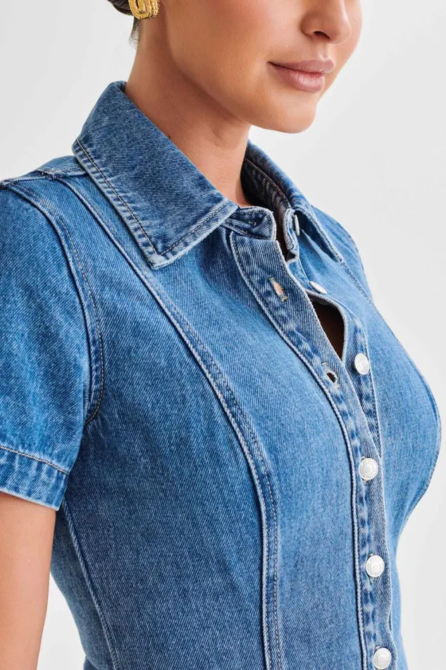 Women Meshki Tops Ellie Denim Short Sleeve Top 8211 70039s Blue