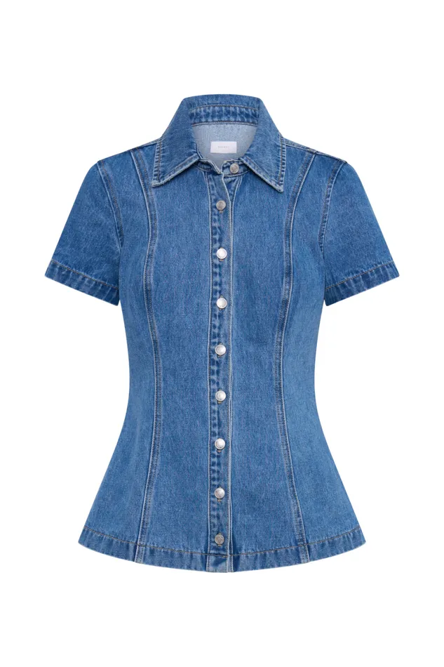 Women Meshki Tops Ellie Denim Short Sleeve Top 8211 70039s Blue
