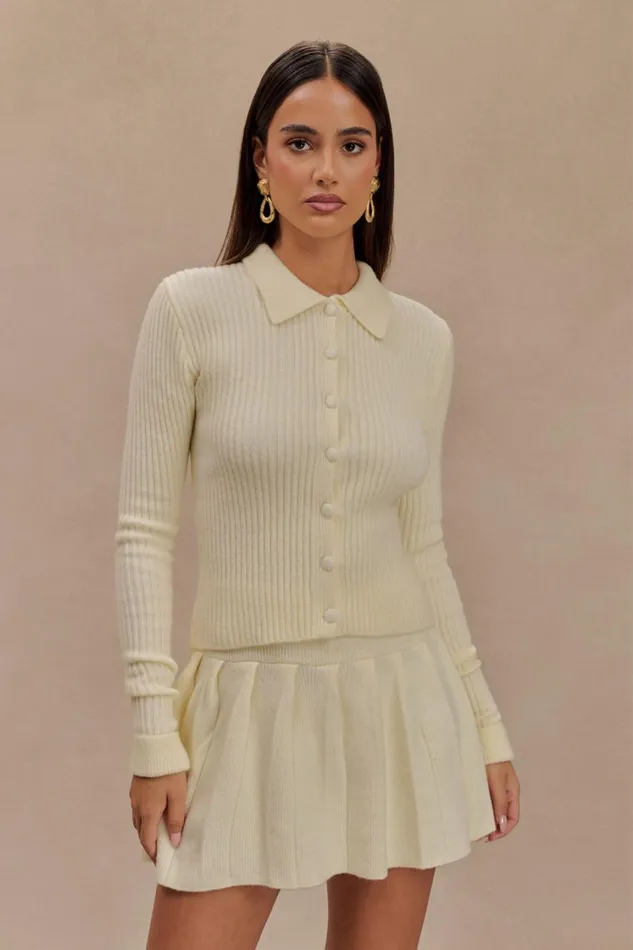 Women Meshki Tops Erin Long Sleeve Button Cardigan 8211 Ivory Marle