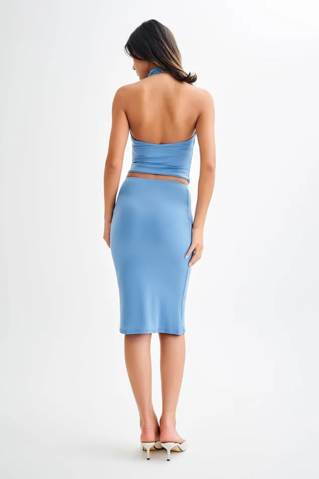 Women Meshki Tops Federica Slinky Halter Neck Top 8211 Iris Blue