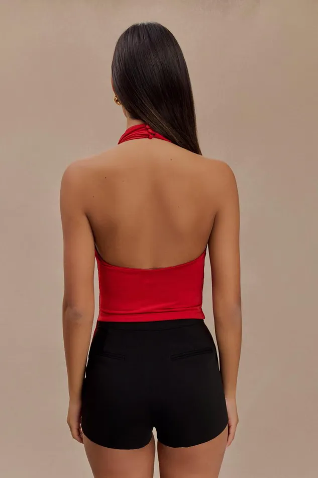 Women Meshki Tops Federica Slinky Halter Neck Top 8211 Red