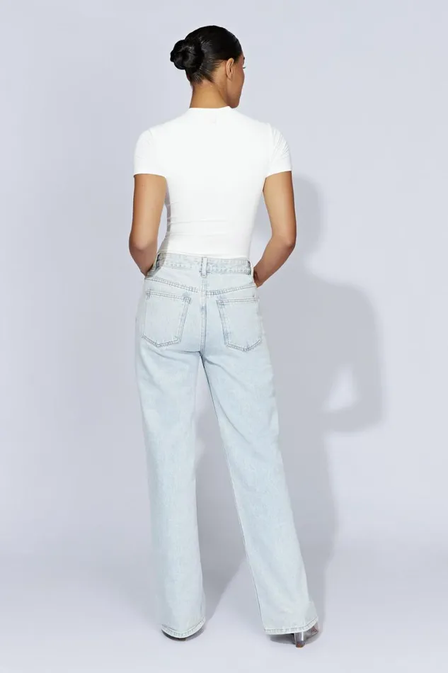 Women Meshki Tops Francesca Crew Neck Short Sleeve Bodysuit 8211 White