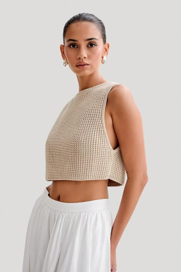 Women Meshki Tops Gianni Sleeveless Knit Top 8211 Natural