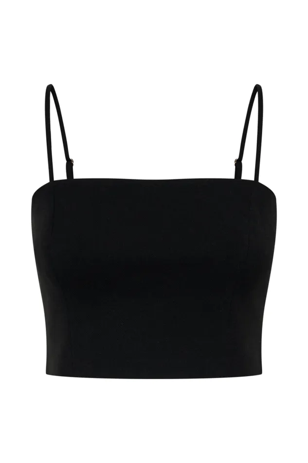 Women Meshki Tops Grace Suiting Crop Top 8211 Black