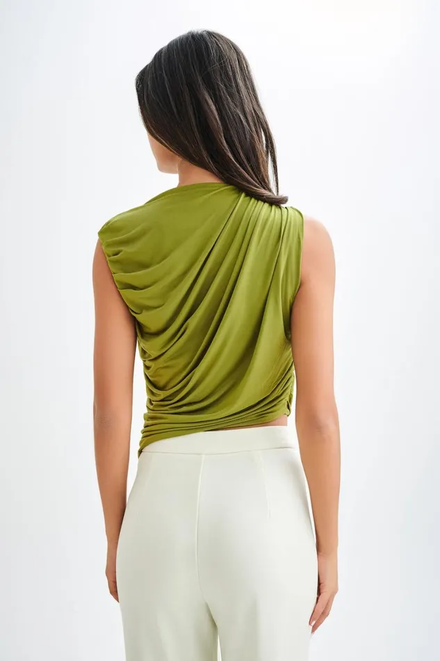 Women Meshki Tops Griselda Draped Slinky Sleeveless Top 8211 Vintage Olive