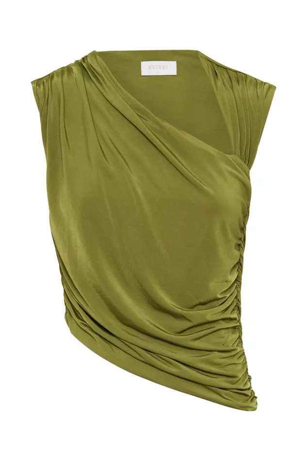 Women Meshki Tops Griselda Draped Slinky Sleeveless Top 8211 Vintage Olive