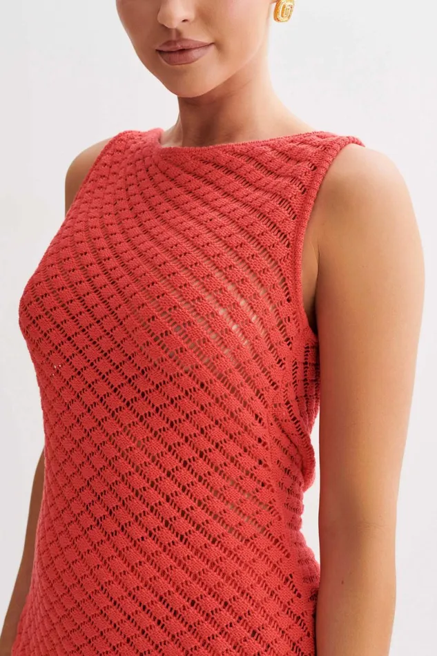 Women Meshki Tops Guiliana Sleeveless Knit Top 8211 Pomegranate