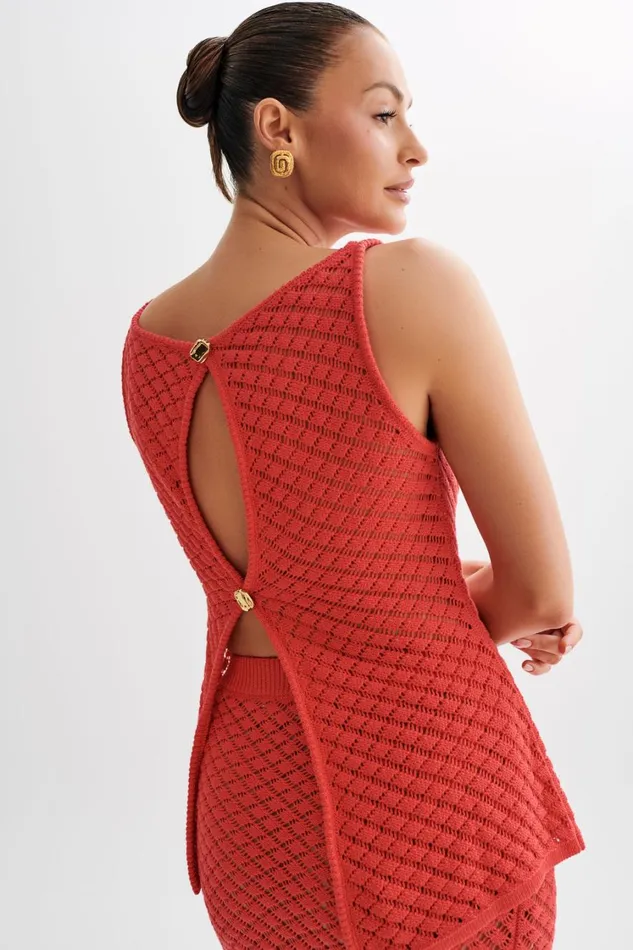 Women Meshki Tops Guiliana Sleeveless Knit Top 8211 Pomegranate