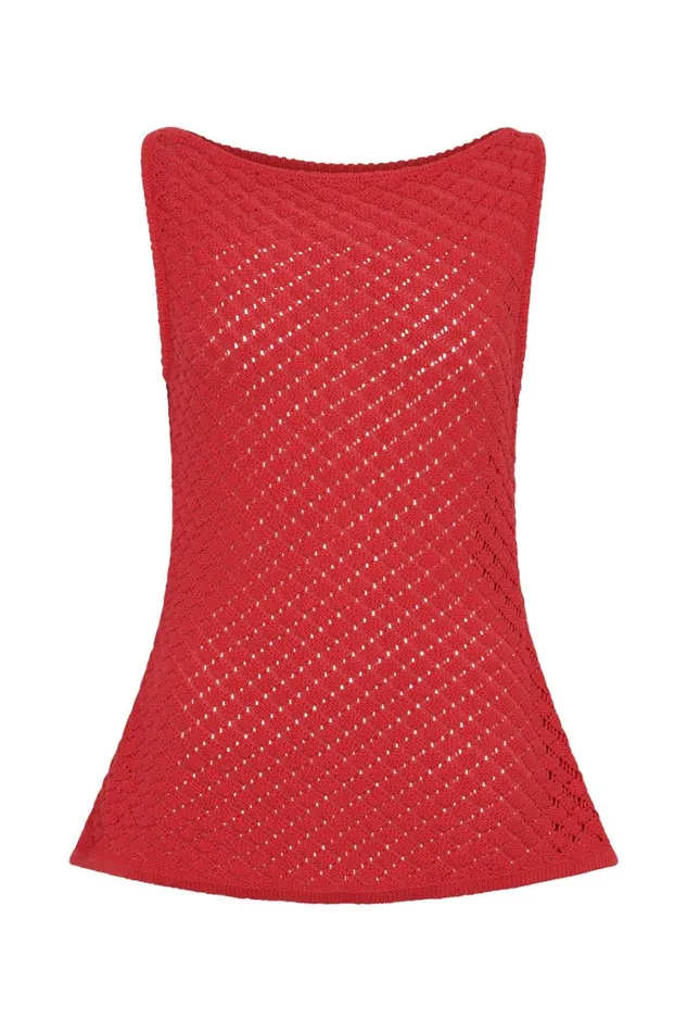 Women Meshki Tops Guiliana Sleeveless Knit Top 8211 Pomegranate
