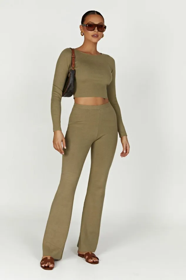 Women Meshki Tops Haisley Long Sleeve Knit Top 8211 Olive