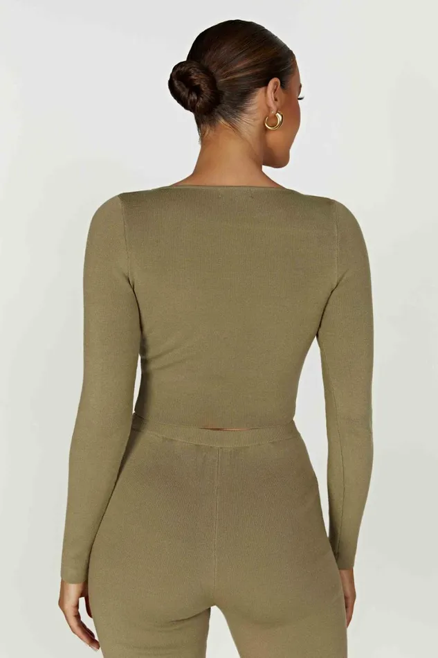 Women Meshki Tops Haisley Long Sleeve Knit Top 8211 Olive
