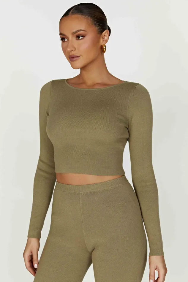 Women Meshki Tops Haisley Long Sleeve Knit Top 8211 Olive