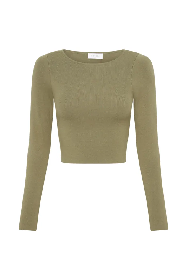 Women Meshki Tops Haisley Long Sleeve Knit Top 8211 Olive