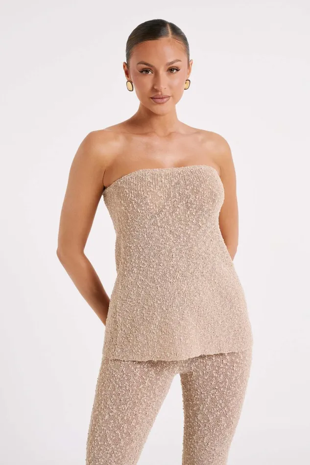 Women Meshki Tops Irma Strapless Boucle Top 8211 Wheat