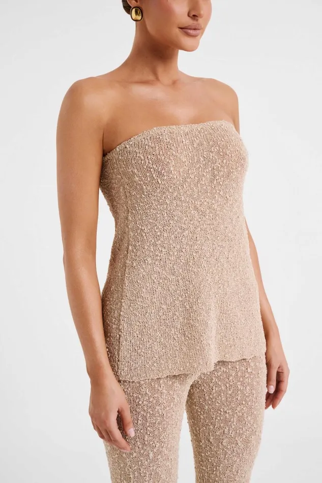 Women Meshki Tops Irma Strapless Boucle Top 8211 Wheat