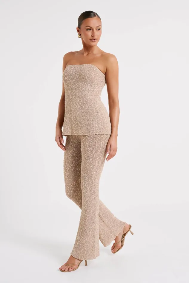 Women Meshki Tops Irma Strapless Boucle Top 8211 Wheat