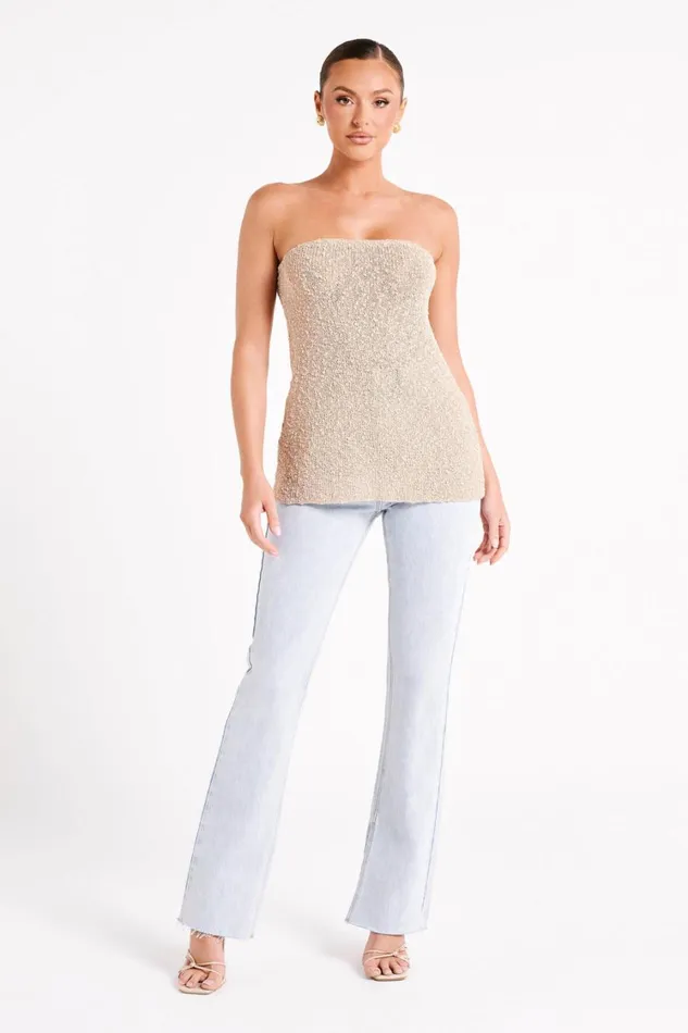 Women Meshki Tops Irma Strapless Boucle Top 8211 Wheat