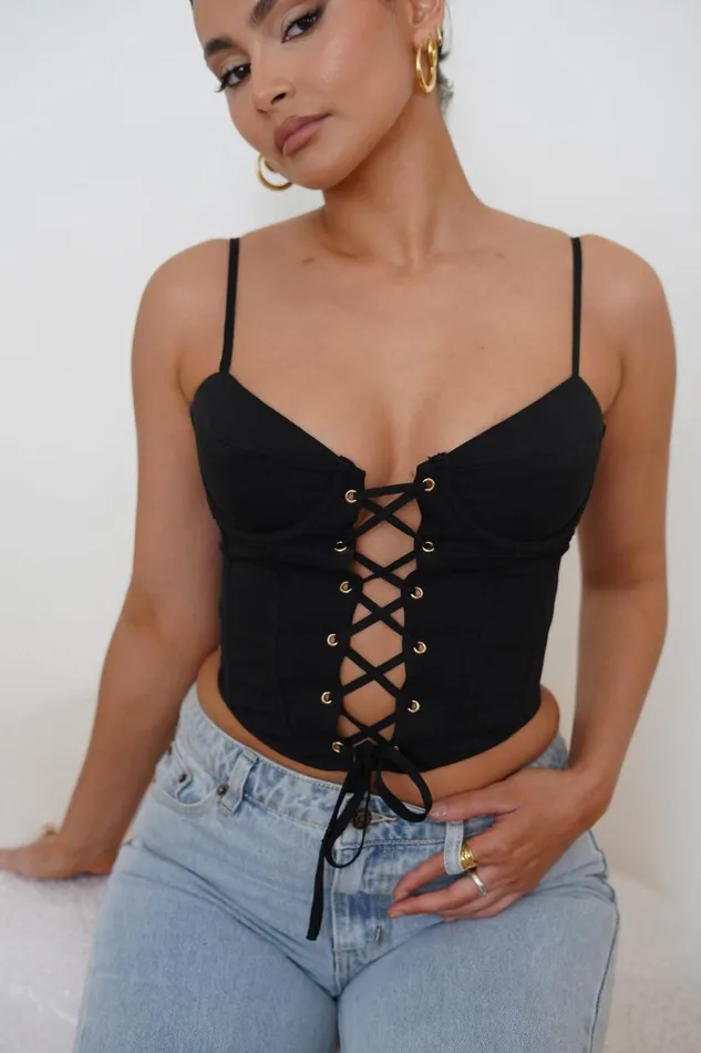 Women Meshki Tops Janice Longline Corset Top 8211 Black Women Meshki Tops Janice Longline Corset Top 8211 Black