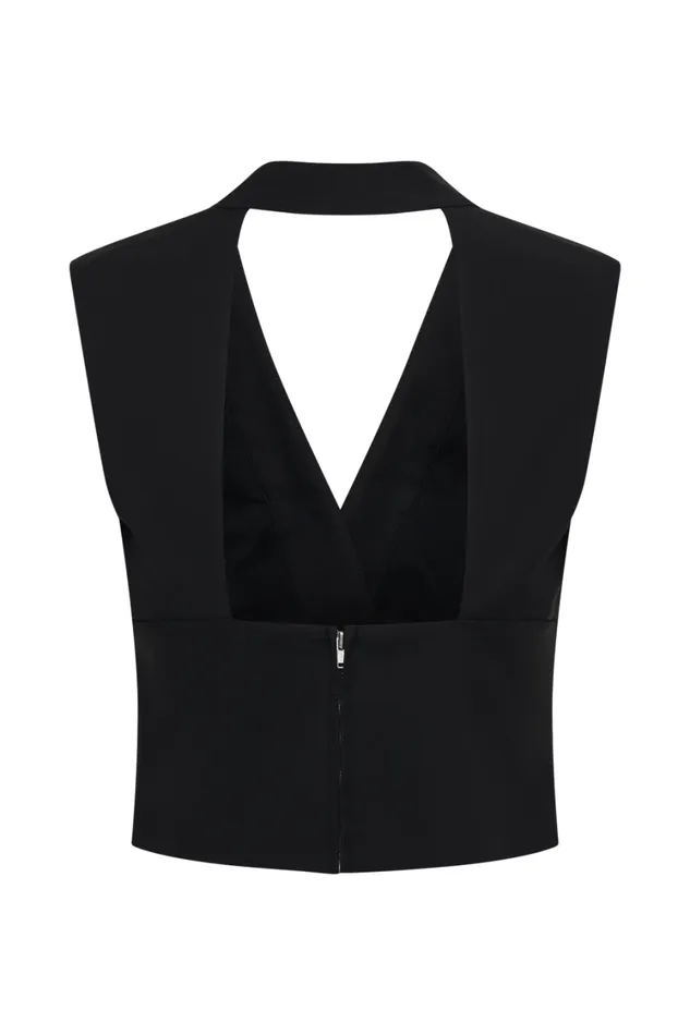Women Meshki Tops Jemima Sleeveless Cross Over Top 8211 Black