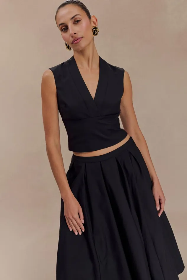 Women Meshki Tops Jemima Sleeveless Cross Over Top 8211 Black