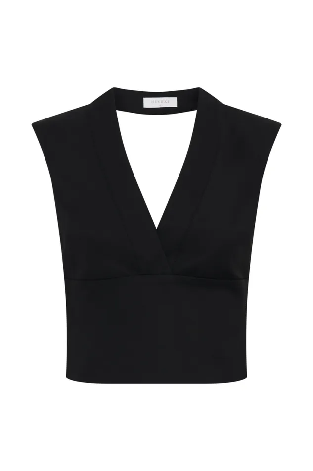 Women Meshki Tops Jemima Sleeveless Cross Over Top 8211 Black