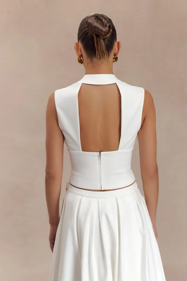 Women Meshki Tops Jemima Sleeveless Cross Over Top 8211 White