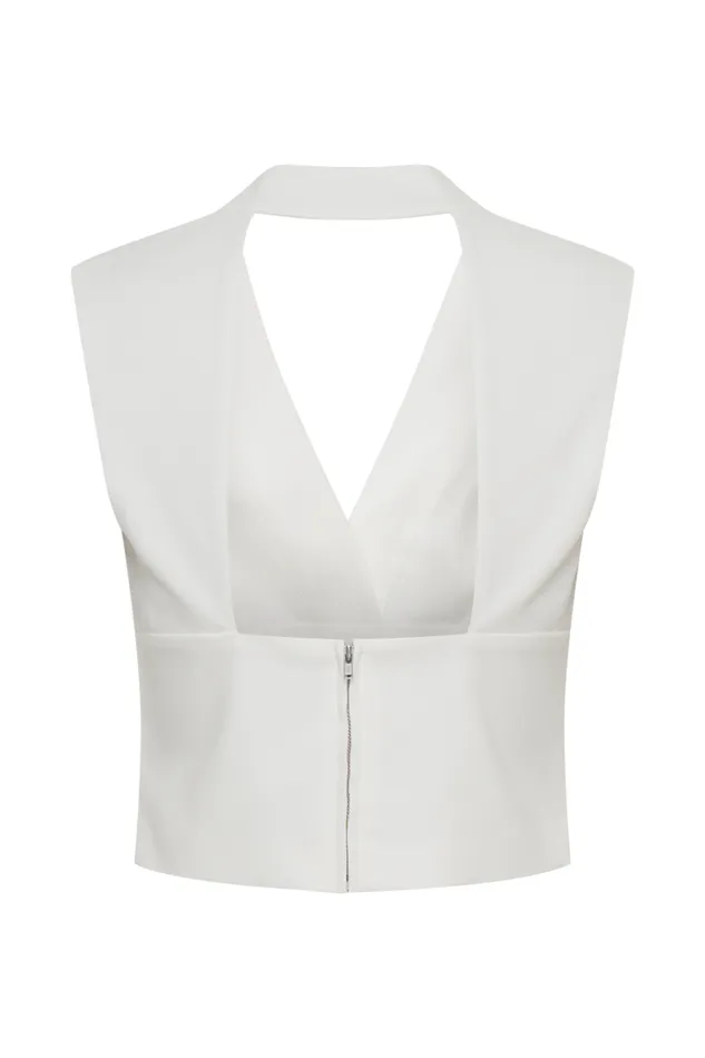 Women Meshki Tops Jemima Sleeveless Cross Over Top 8211 White