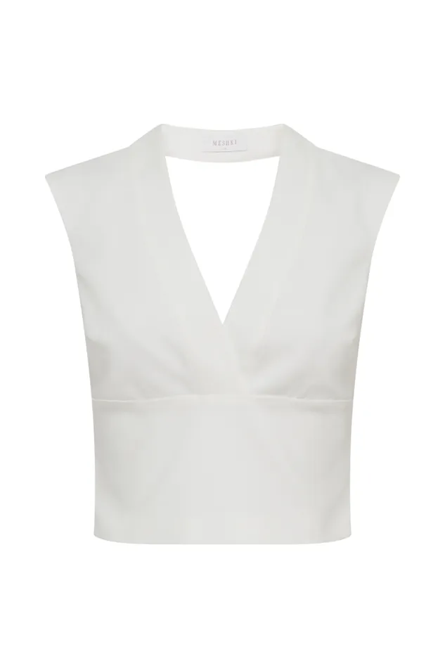Women Meshki Tops Jemima Sleeveless Cross Over Top 8211 White