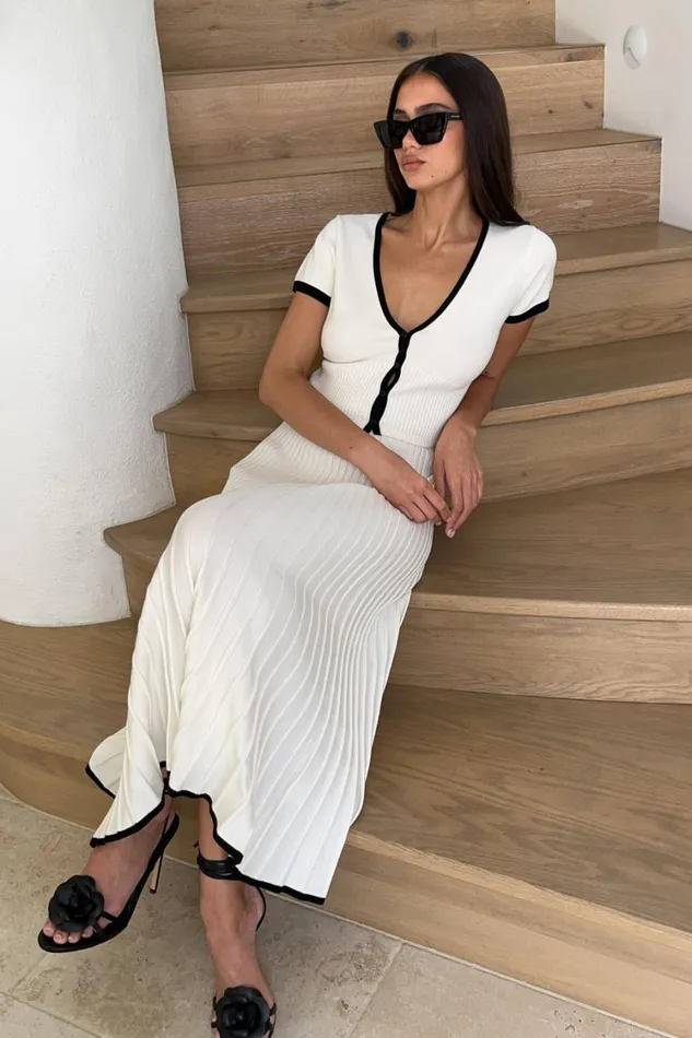Women Meshki Tops Jolene Contrast Button Up Knit Top 8211 White