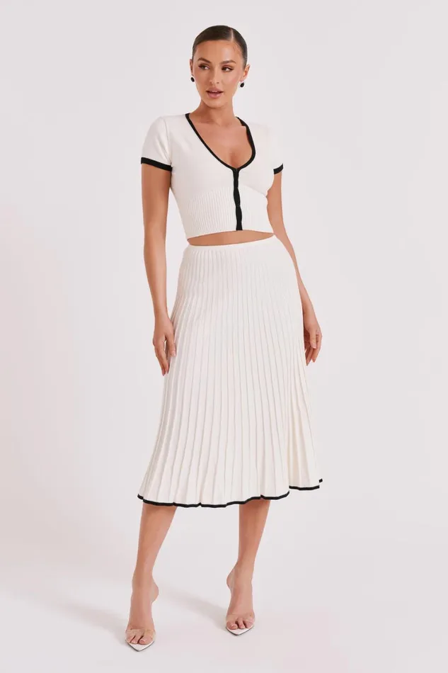 Women Meshki Tops Jolene Contrast Button Up Knit Top 8211 White