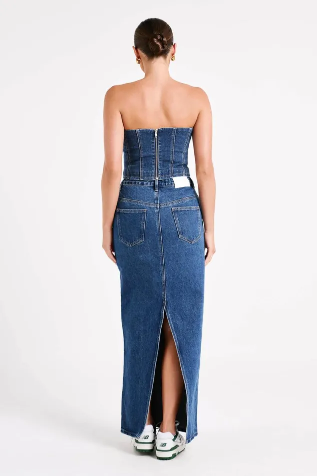 Women Meshki Tops Jordana Denim Tube Top 8211 Dark Blue