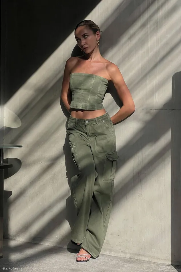Women Meshki Tops Jordana Denim Tube Top 8211 Khaki