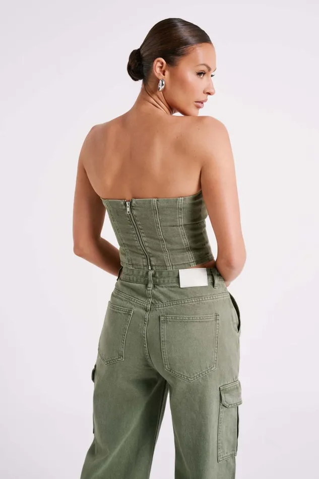 Women Meshki Tops Jordana Denim Tube Top 8211 Khaki