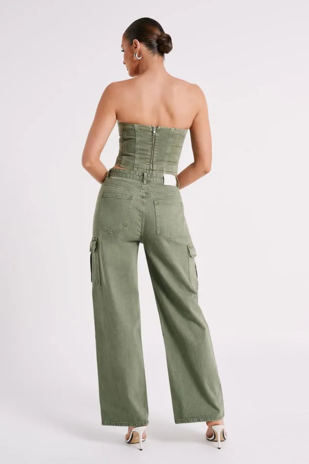Women Meshki Tops Jordana Denim Tube Top 8211 Khaki